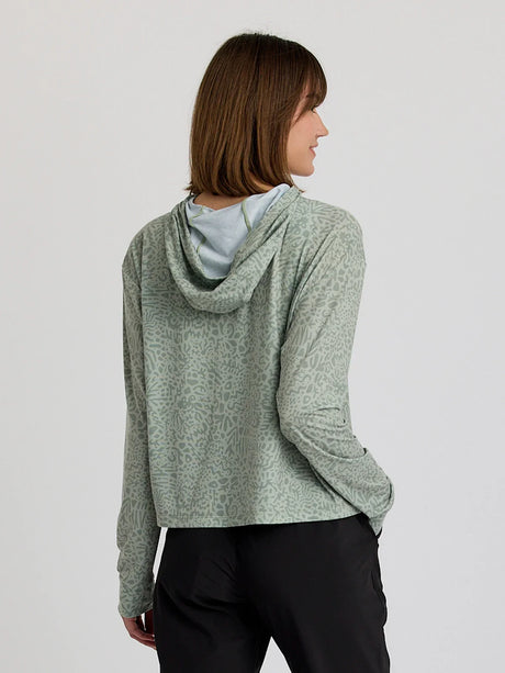 Free Fly Apparel Womens Elevate Lightweight Hoodie - Drifter Print / Desert Sage