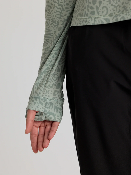 Free Fly Apparel Womens Elevate Lightweight Hoodie - Drifter Print / Desert Sage