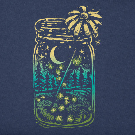 Life Is Good Womens Firefly Moon Jar Short Sleeve Crusher Vee - Darkest Blue