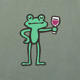 Life Is Good Womens Frog with Wine Short Sleeve Crusher Tee - Moss Green