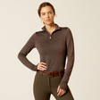 Ariat Women's Gridwork 1/4 Zip Baselayer - Mole Heather