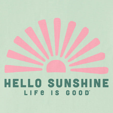 Life Is Good Womens Hello Sunshine Sun Short Sleeve Crusher Vee - Sage Green