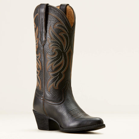 Ariat Women's Heritage J Toe Stretchfit Western Boot - Black Deertan