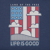 Life Is Good Womens Home Sweet Home Quilted Flag Short Sleeve Crusher-LITE Vee - Darkest Blue
