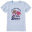 Life Is Good Women's Love & Chocolate Crusher Tee - Glacier Blue Glacier Blue