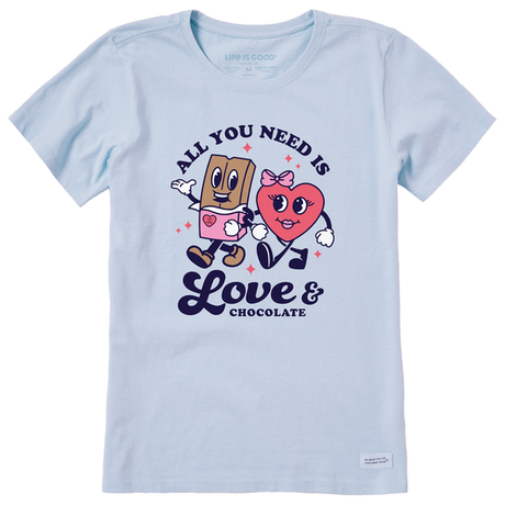 Life Is Good Women's Love & Chocolate Crusher Tee - Glacier Blue Glacier Blue