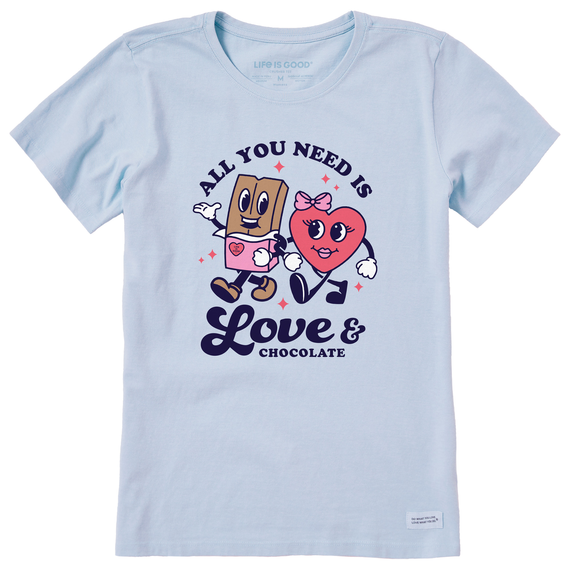 Life Is Good Women's Love & Chocolate Crusher Tee - Glacier Blue Glacier Blue