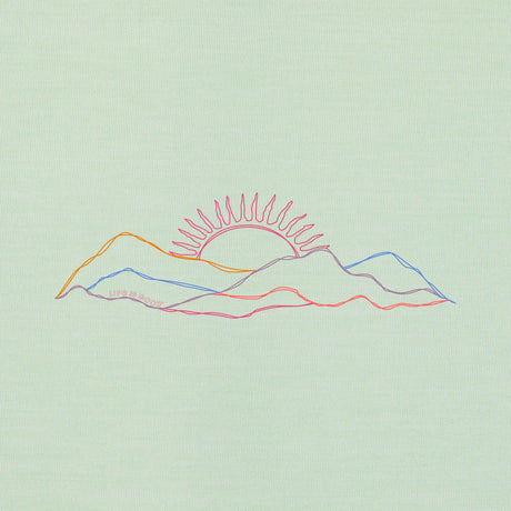 Life Is Good Womens Mountain Sun Scene Long Sleeve Sun Crusher Tee - Sage Green