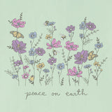 Life Is Good Womens Peaceful Wildflowers & Insects Short Sleeve Crusher Tee - Sage Green