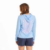 Life Is Good Womens Radiating Sun Long Sleeve Sun Crusher Hoodie - Cornflower Blue