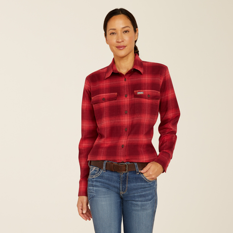 Ariat Women's Rebar Flannel DuraStretch Work Shirt - Tibetan Red