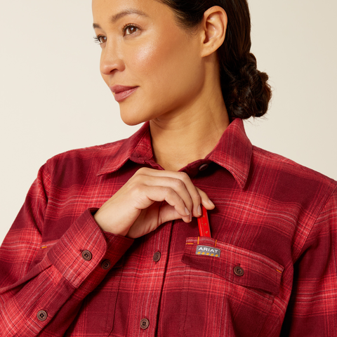 Ariat Women's Rebar Flannel DuraStretch Work Shirt - Tibetan Red