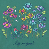 Life Is Good Womens Relaxed Wildflower Bike Short Sleeve Crusher Tee - Spruce Green