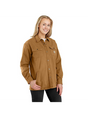 Women's Rugged Flex Loose Fit Canvas Fleece-Lined Shirt Jacket - Carhartt Brown