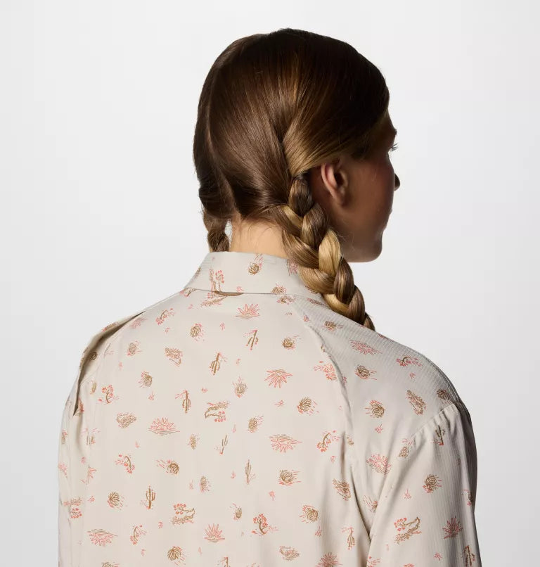 Columbia Womens Silver Ridge Utility Patterned Long Sleeve Shirt - Dark Stone Deserted