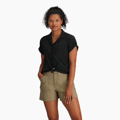 Royal Robbins Womens Spotless Evolution Meadow Short Sleeve - Jet Black