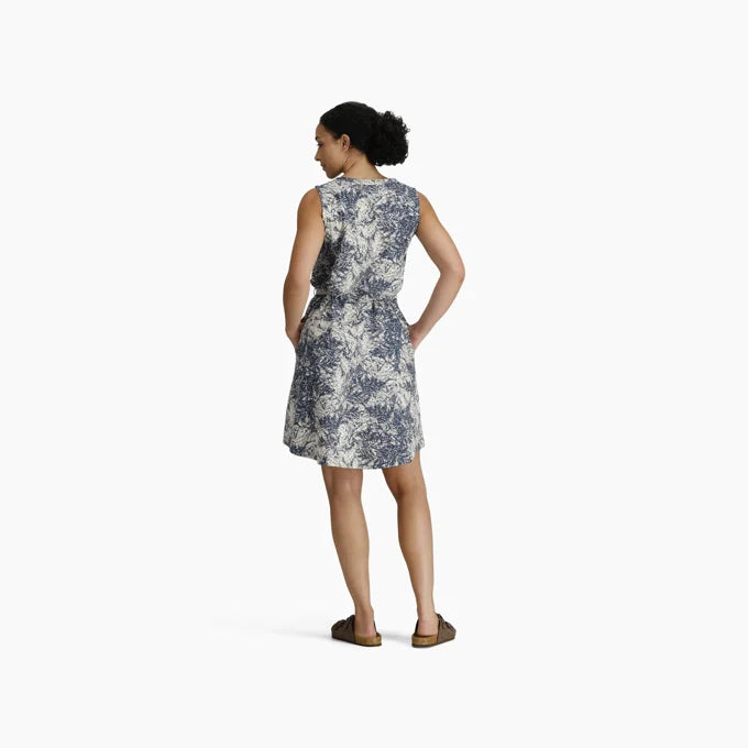 Royal Robbins Womens Spotless Traveler Tank Dress - Deep Blue Fern Print