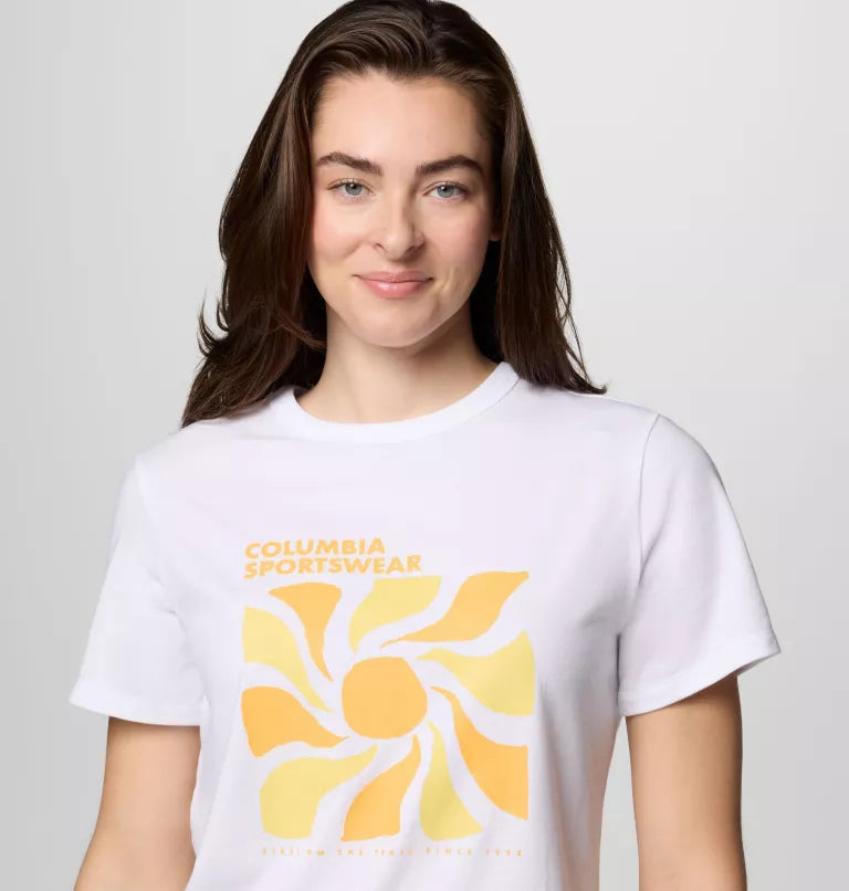 Columbia Womens Sun Trek Graphic Short Sleeve Shirt III - White / Wavy Rays