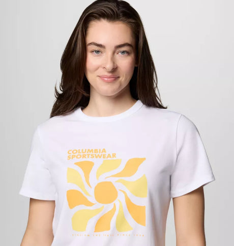 Columbia Womens Sun Trek Graphic Short Sleeve Shirt III - White / Wavy Rays