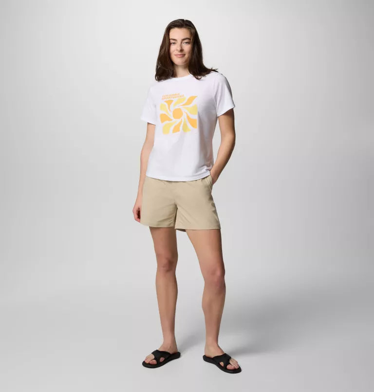 Columbia Womens Sun Trek Graphic Short Sleeve Shirt III - White / Wavy Rays