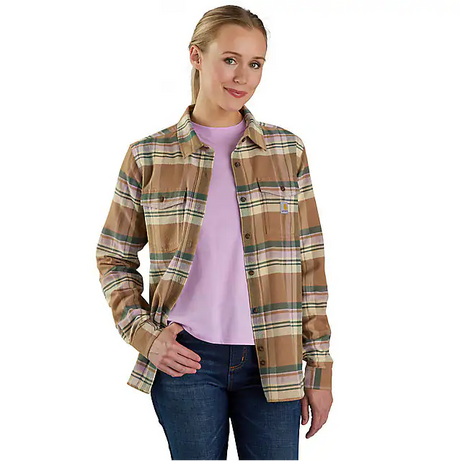 Carhartt Women's TENCEL Fiber Series Relaxed Fit Long-Sleeve Flannel Shirt - Flaxseed