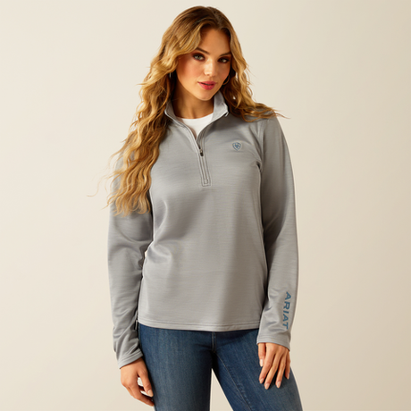 Ariat Women's Tek Team 1/2 Zip Sweatshirt - Alloy Heather & Dusty Teal