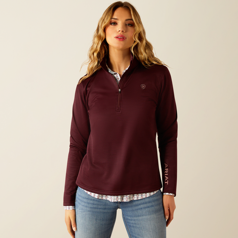 Ariat Women's Tek Team 1/2 Zip Sweatshirt - Malbec Heather & Dark Malbec