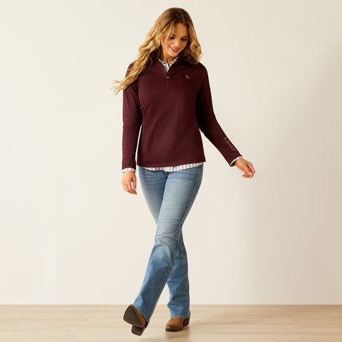 Ariat Women's Tek Team 1/2 Zip Sweatshirt - Malbec Heather & Dark Malbec