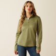 Ariat Women's Tek Team 1/2 Zip Sweatshirt - Sage Heather & Cognac