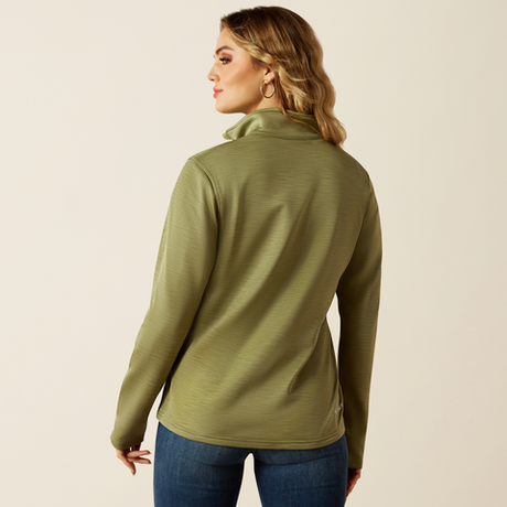 Ariat Women's Tek Team 1/2 Zip Sweatshirt - Sage Heather & Cognac