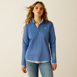 Ariat Women's Tek Team 1/2 Zip Sweatshirt - Soft Blue Heather & Ivory