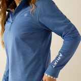 Ariat Women's Tek Team 1/2 Zip Sweatshirt - Soft Blue Heather & Ivory