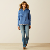 Ariat Women's Tek Team 1/2 Zip Sweatshirt - Soft Blue Heather & Ivory