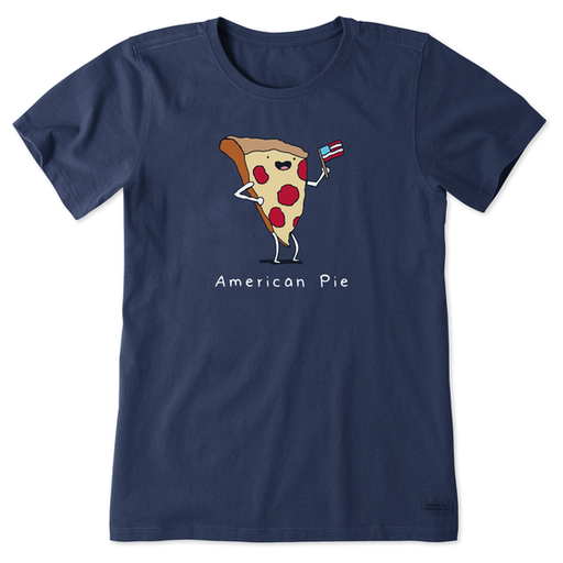 Life Is Good Women's American Pizza Pie Short-Sleeve Crusher Tee - Darkest Blue Darkest Blue