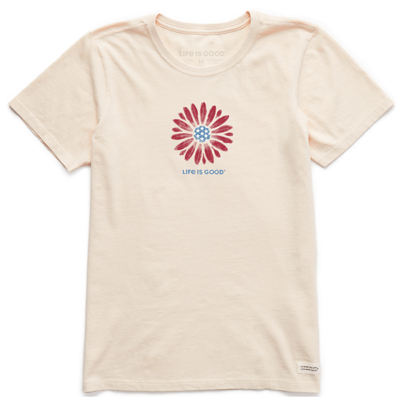 Life Is Good Women's Americana Daisy Short-Sleeve Crusher-LITE Tee - Putty White Putty White