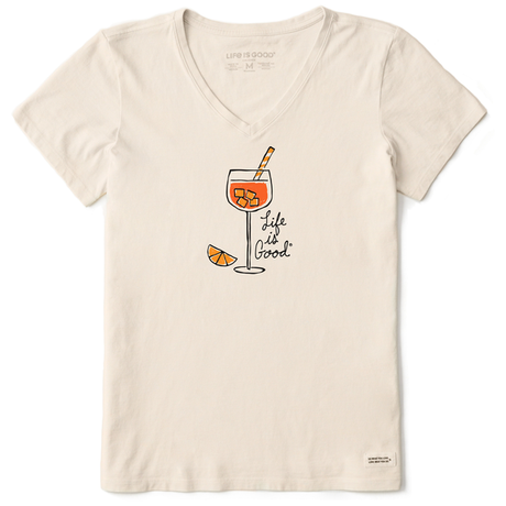 Life Is Good Women's Aperol Spritz Short-Sleeve Crusher-LITE Vee - Putty White Putty White