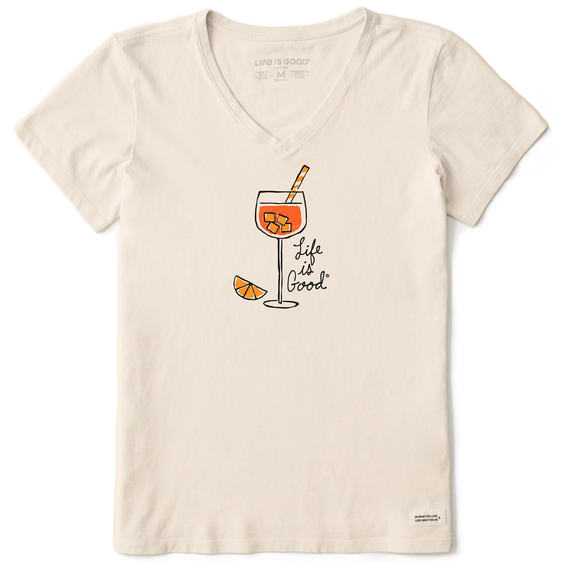 Life Is Good Women's Aperol Spritz Short-Sleeve Crusher-LITE Vee - Putty White Putty White