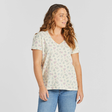 Life Is Good Women's Botanical Wildflower Pattern Crusher-LITE Short-Sleeve Easy Vee - Putty White Putty White