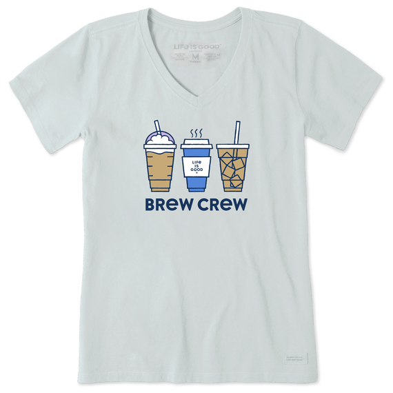 Life Is Good Women's Brew Crew Short-Sleeve Crusher Vee - Fog Gray Fog Gray