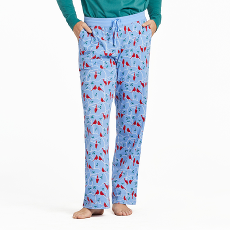 Life Is Good Women's Cardinal Branch Pattern Snuggle Up Sleep Pant - Cornflower Blue Cornflower Blue