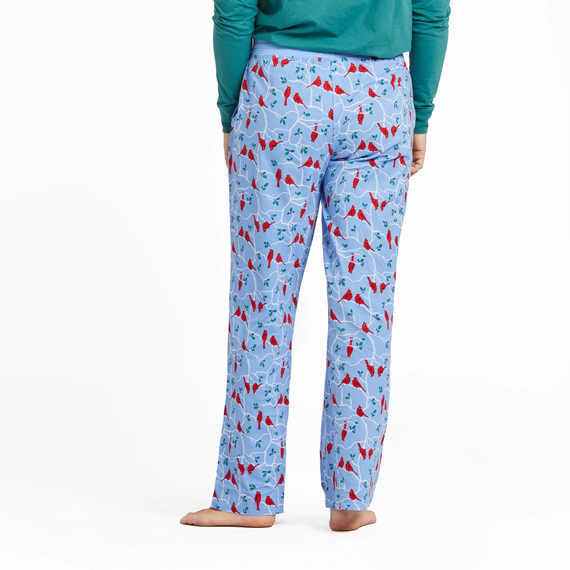 Life Is Good Women's Cardinal Branch Pattern Snuggle Up Sleep Pant - Cornflower Blue