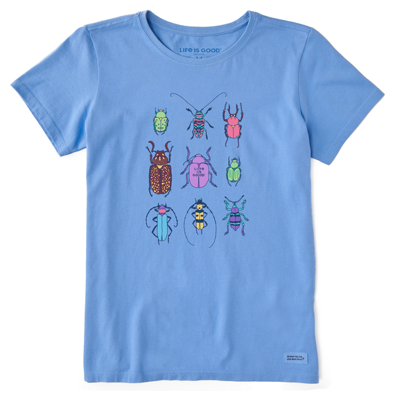 Life Is Good Women's Cool Bug Grid Short-Sleeve Crusher Tee - Cornflower Blue Cornflower Blue