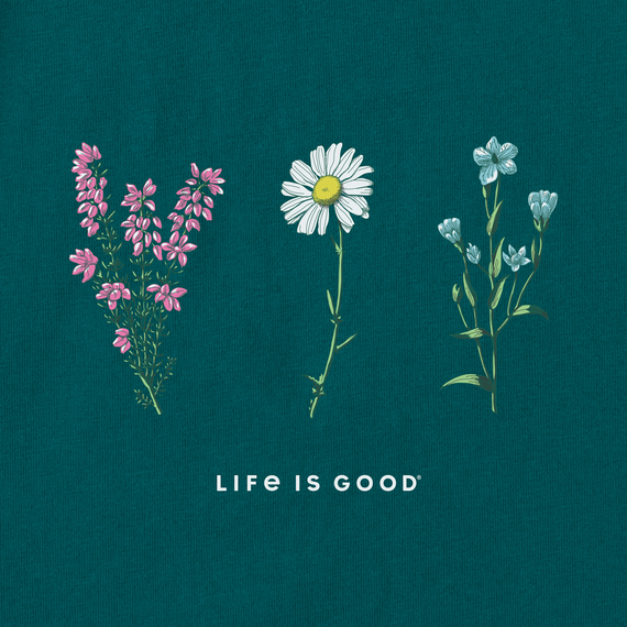 Life Is Good Women's Detailed Wildflowers Long Sleeve Crusher Tee