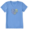 Life Is Good Women's Dragonfly Heart Short-Sleeve Crusher-LITE Vee - Cornflower Blue Cornflower Blue