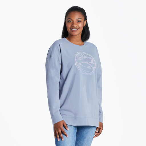 Life Is Good Women's Everything is Different Crusher-FLEX Oversized Crew - Stone Blue Stone Blue