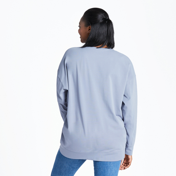 Life Is Good Women's Everything is Different Crusher-FLEX Oversized Crew - Stone Blue