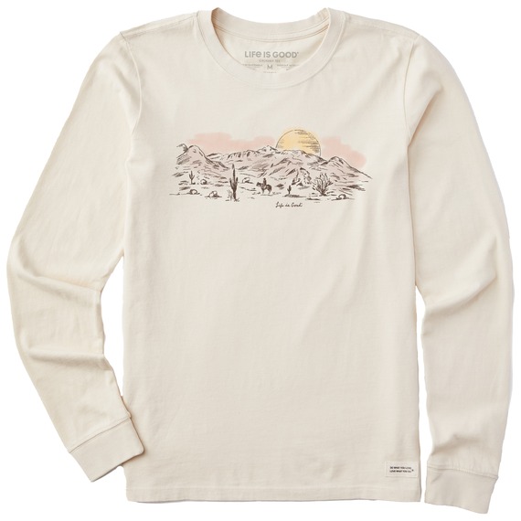 Life Is Good Women's Fineline Desert View Long-Sleeve Crusher Tee - Putty White Putty White