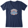 Life Is Good Women's Groovy God Bless America Short-Sleeve Crusher Vee - Darkest Blue Darkest Blue