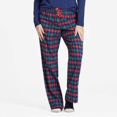 Life Is Good Women's Holiday Red Check Classic Sleep Pants Faded red