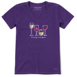 Life Is Good Women's I Need Wine Glasses Short-Sleeve Vee - Deep Purple Deep Purple